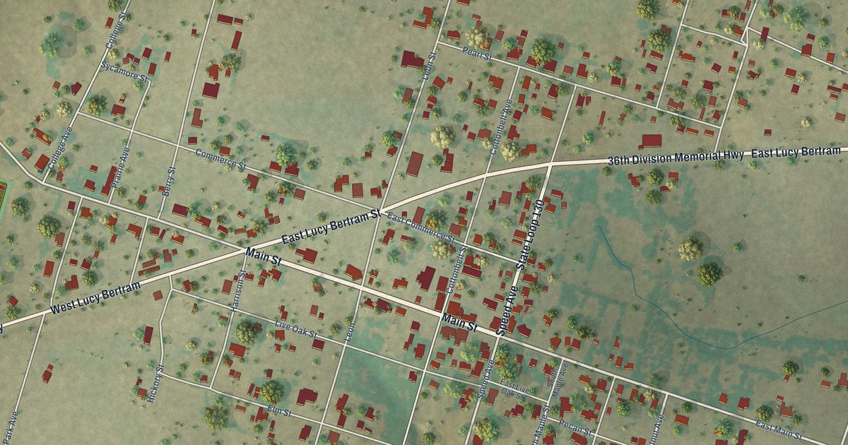 Map of Gustine, Texas in 2026