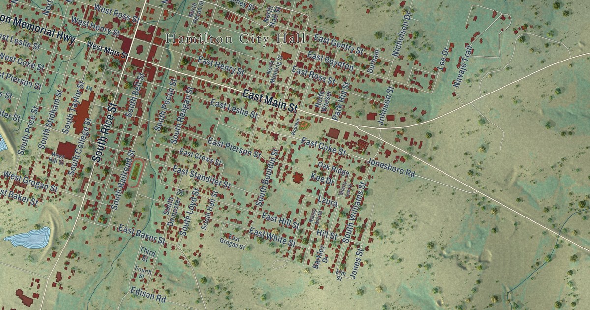 Map of Hamilton, Texas in 2026