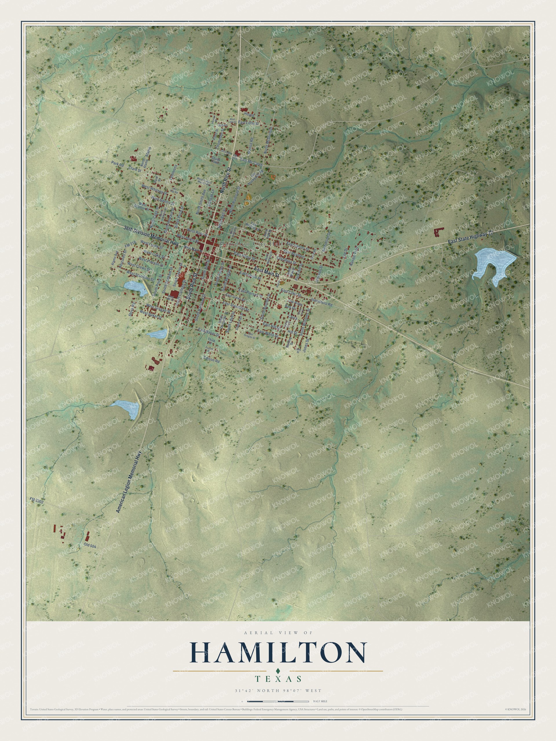 Watermarked full-map preview of Hamilton, Texas