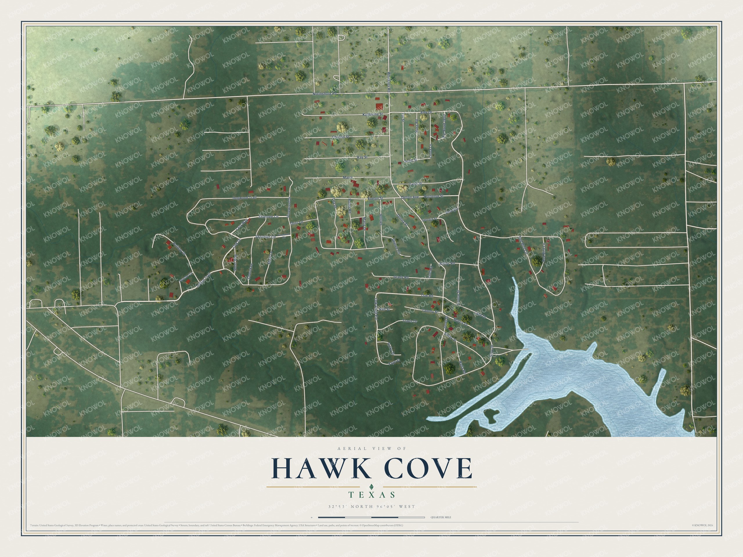 Watermarked full-map preview of Hawk Cove, Texas