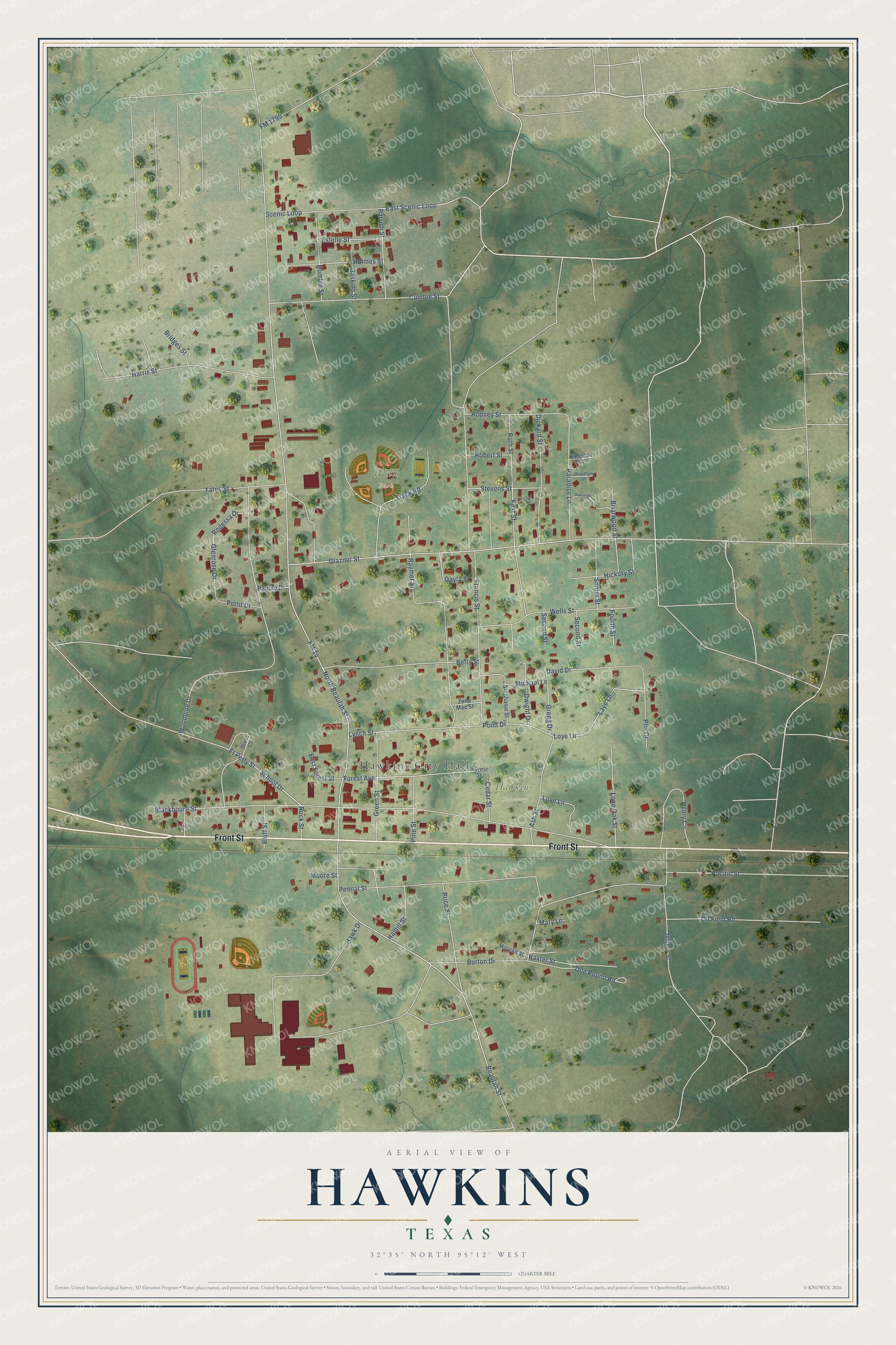 Watermarked full-map preview of Hawkins, Texas