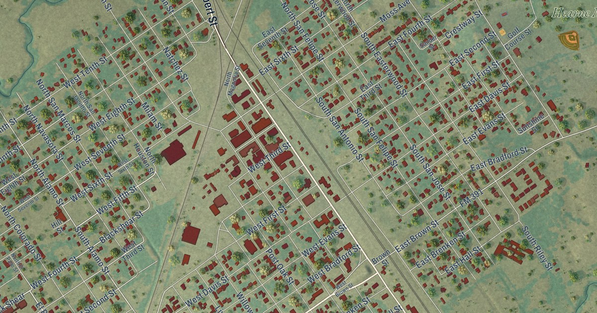 Map of Hearne, Texas in 2026