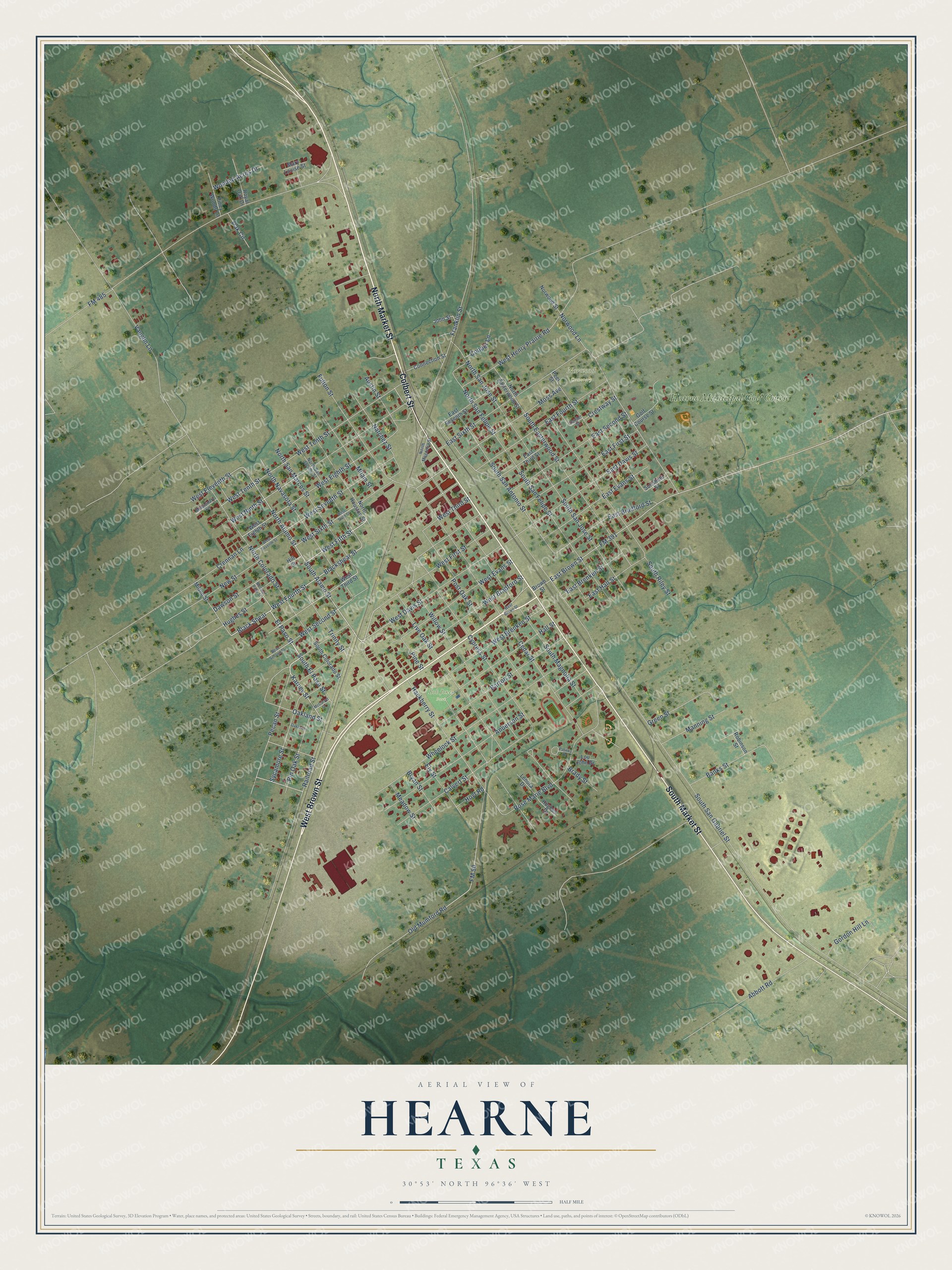Watermarked full-map preview of Hearne, Texas