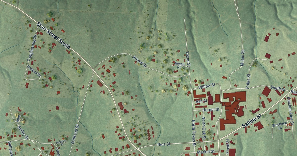 Map of Hemphill, Texas in 2026