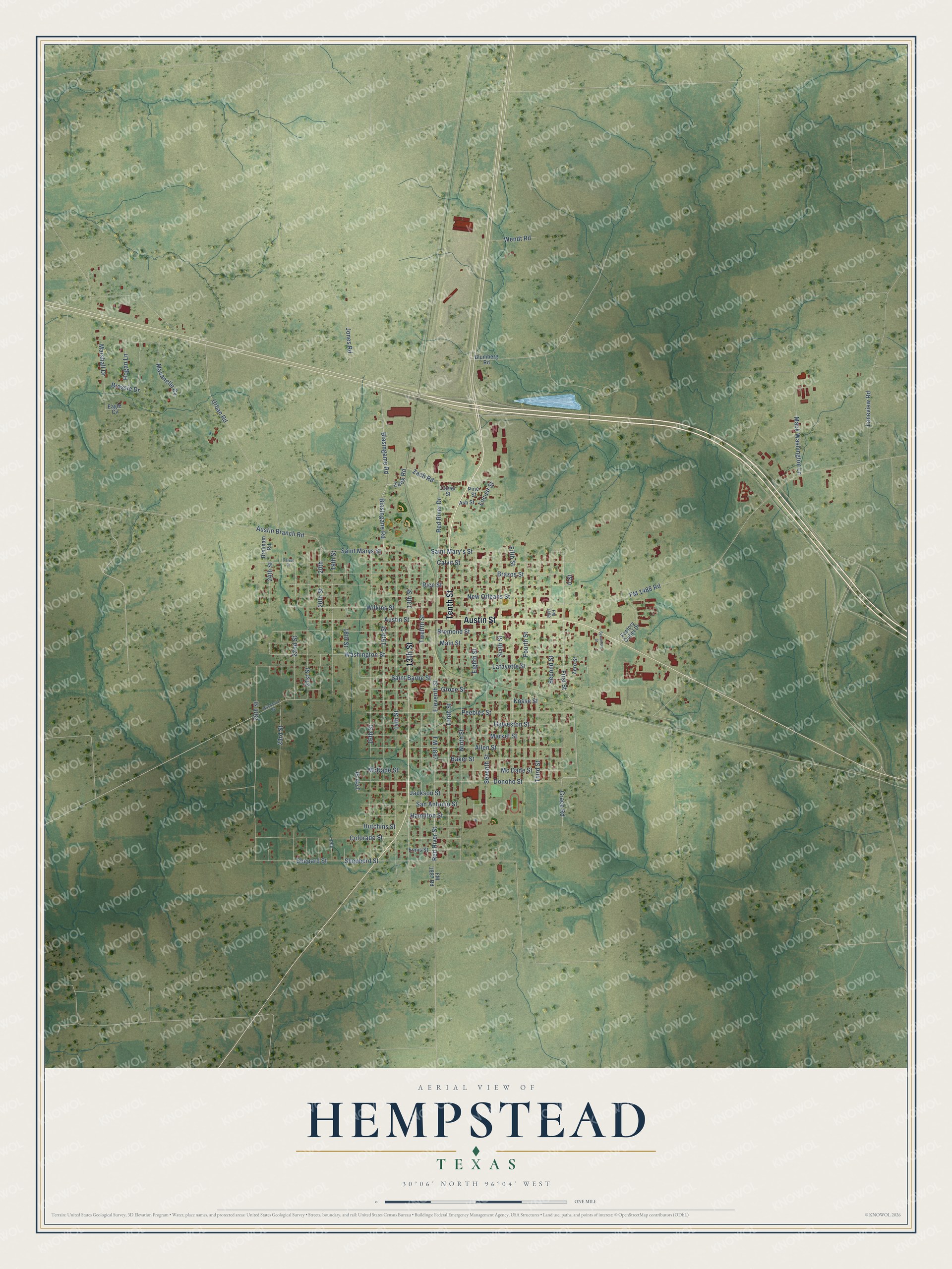 Watermarked full-map preview of Hempstead, Texas