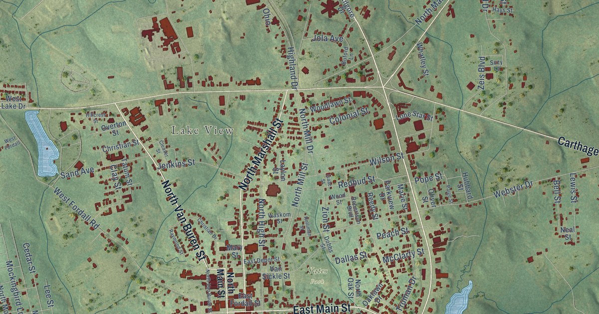 Map of Henderson, Texas in 2026
