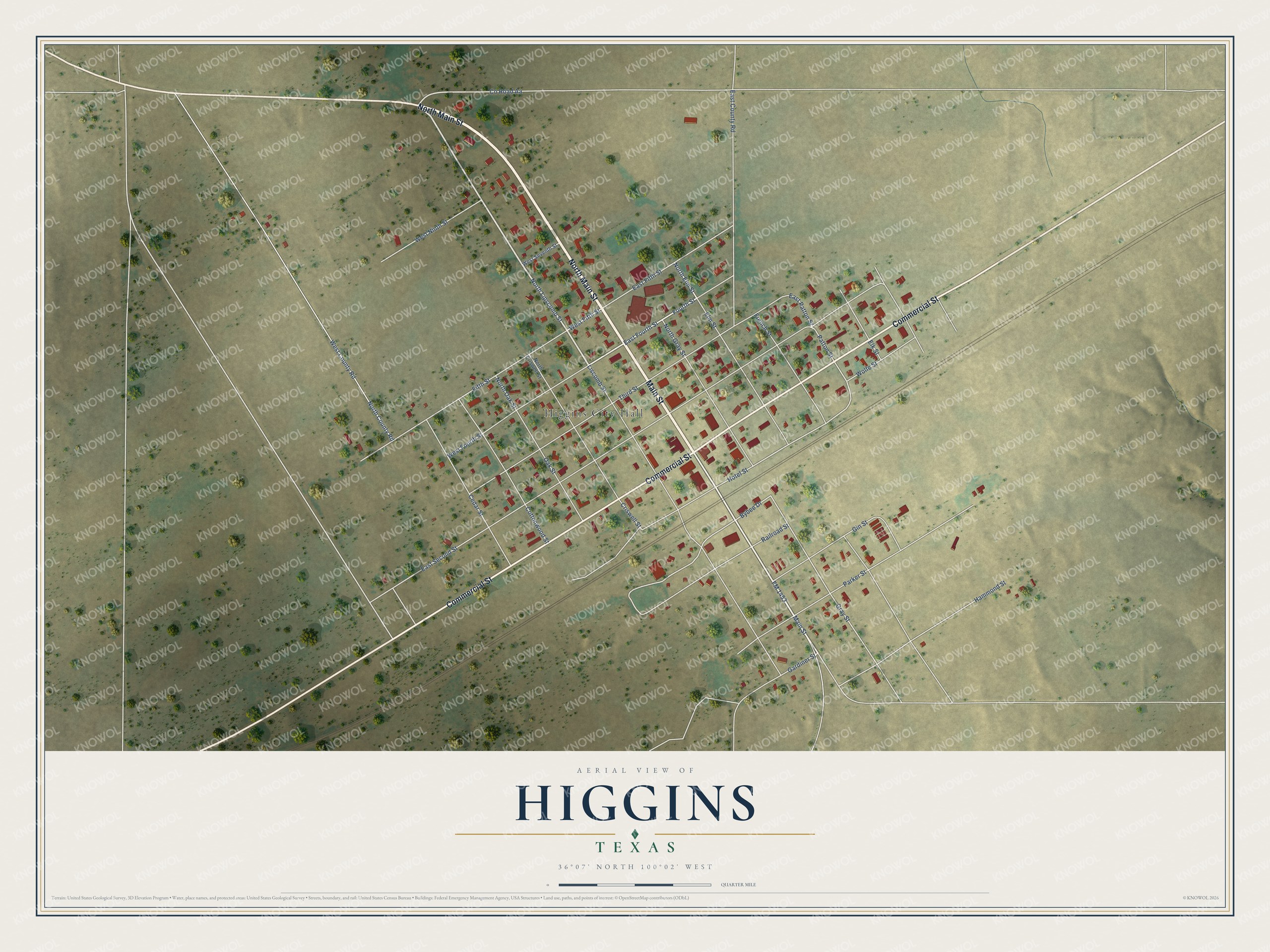 Watermarked full-map preview of Higgins, Texas