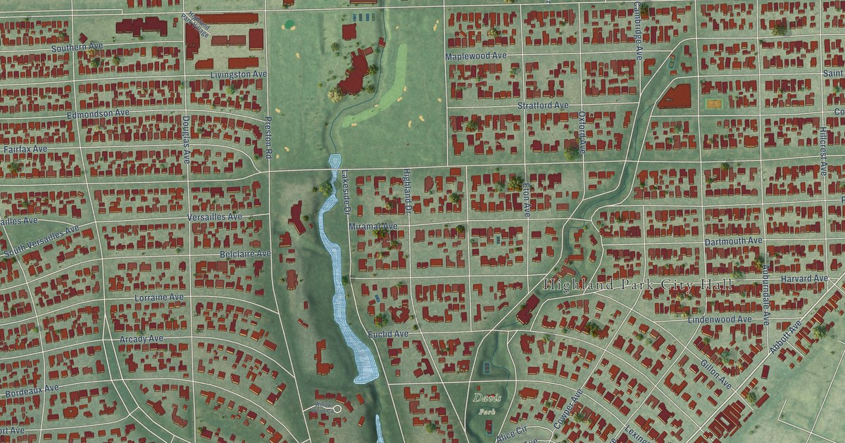 Map of Highland Park, Texas in 2026