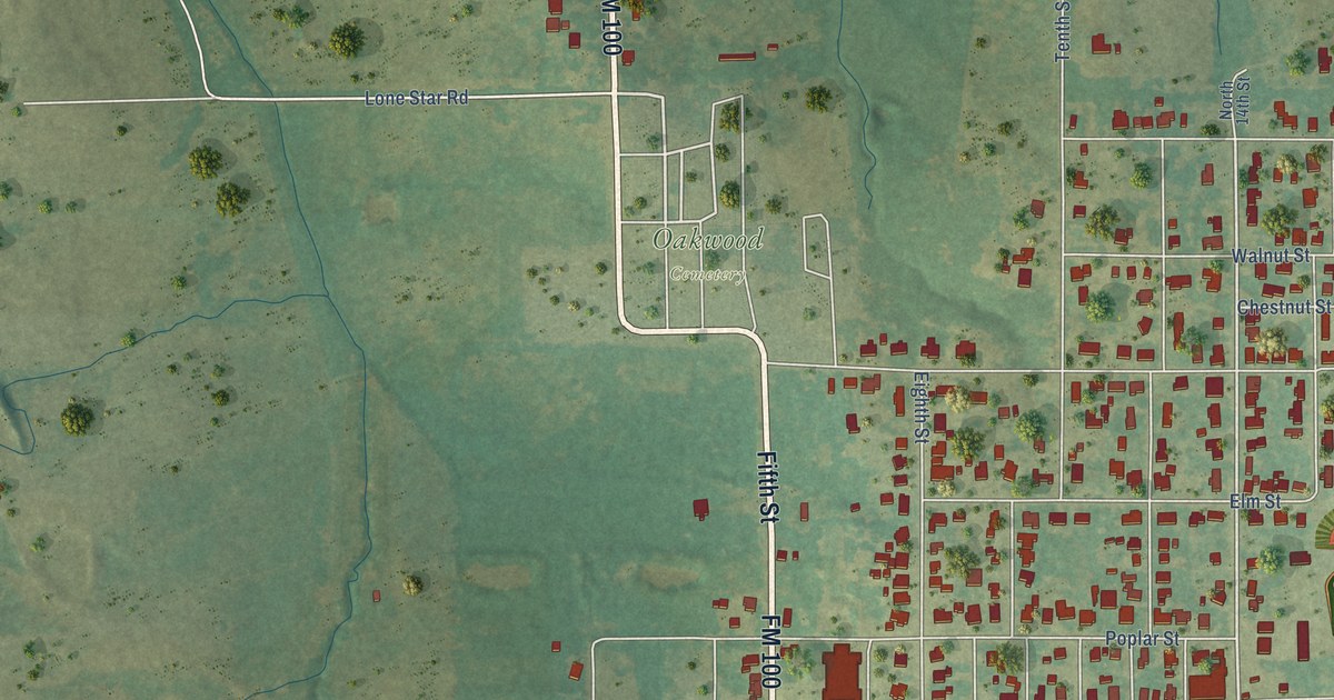 Map of Honey Grove, Texas in 2026
