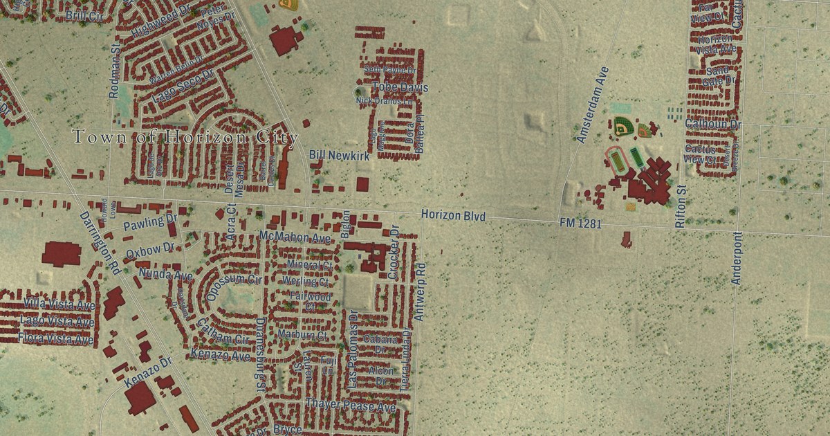 Map of Horizon City, Texas in 2026