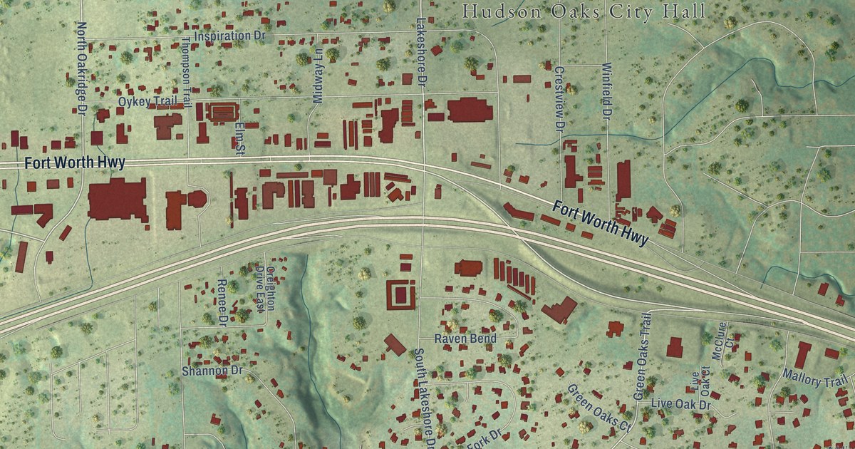 Map of Hudson Oaks, Texas in 2026