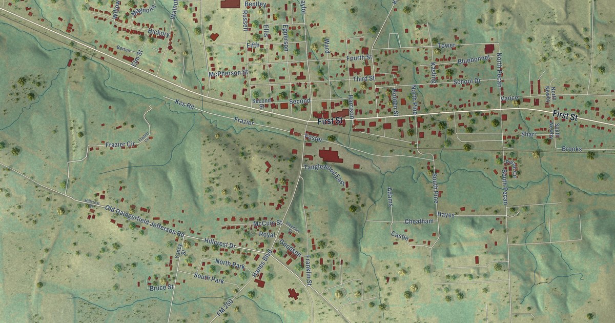 Map of Hughes Springs, Texas in 2026