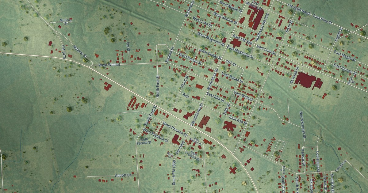 Map of Huntington, Texas in 2026