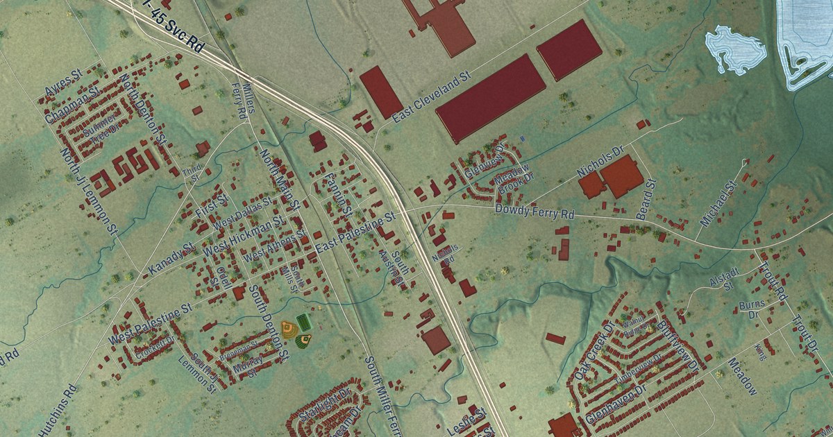 Map of Hutchins, Texas in 2026