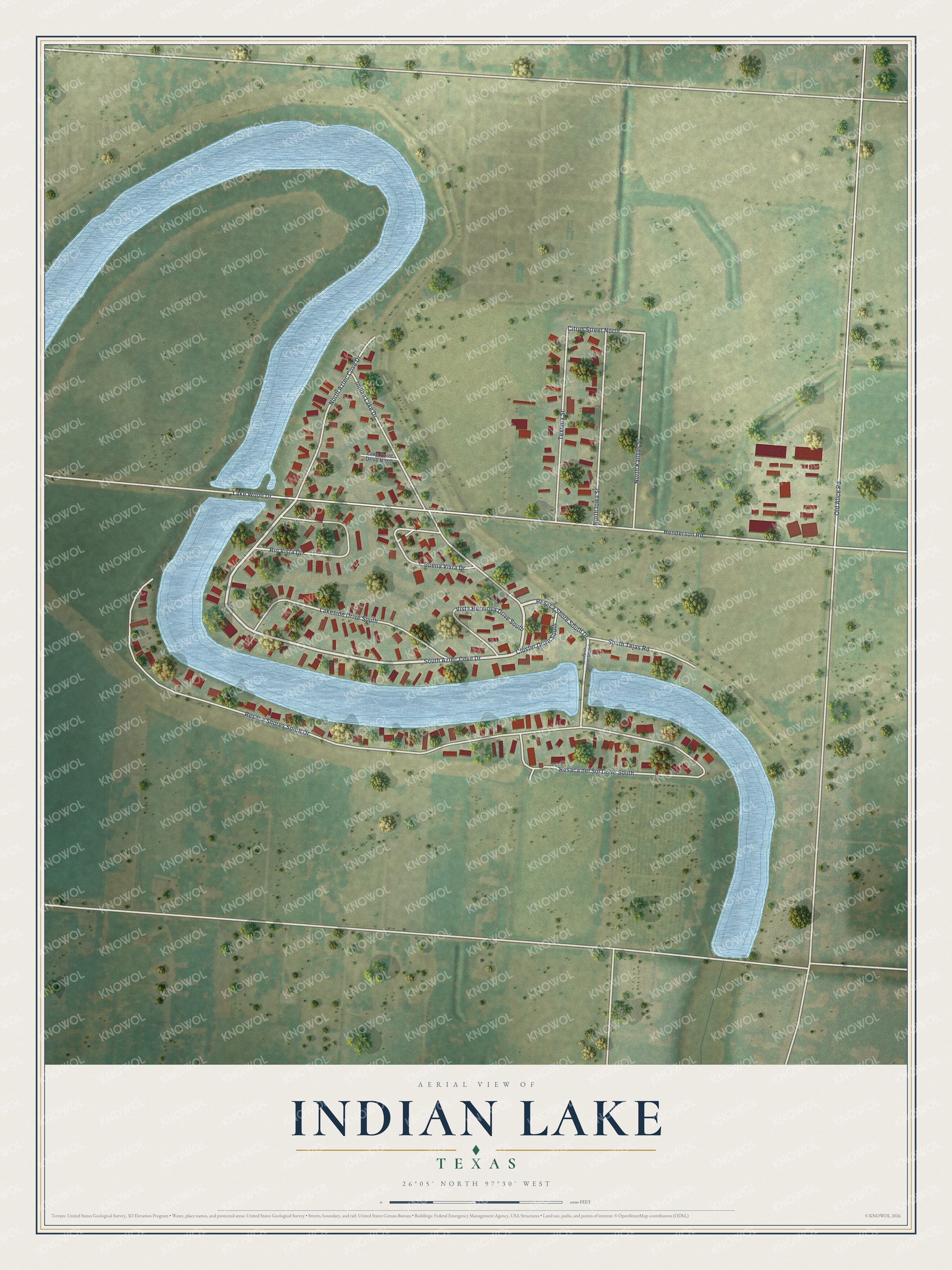 Watermarked full-map preview of Indian Lake, Texas