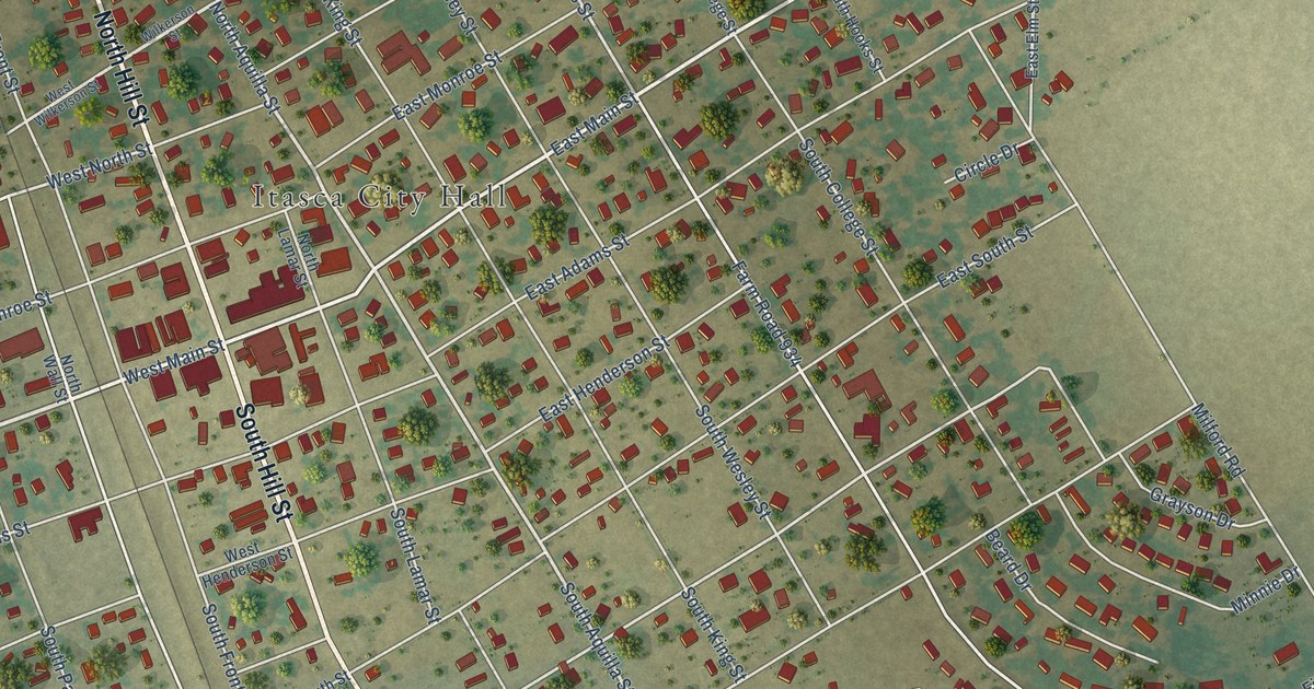 Map of Itasca, Texas in 2026