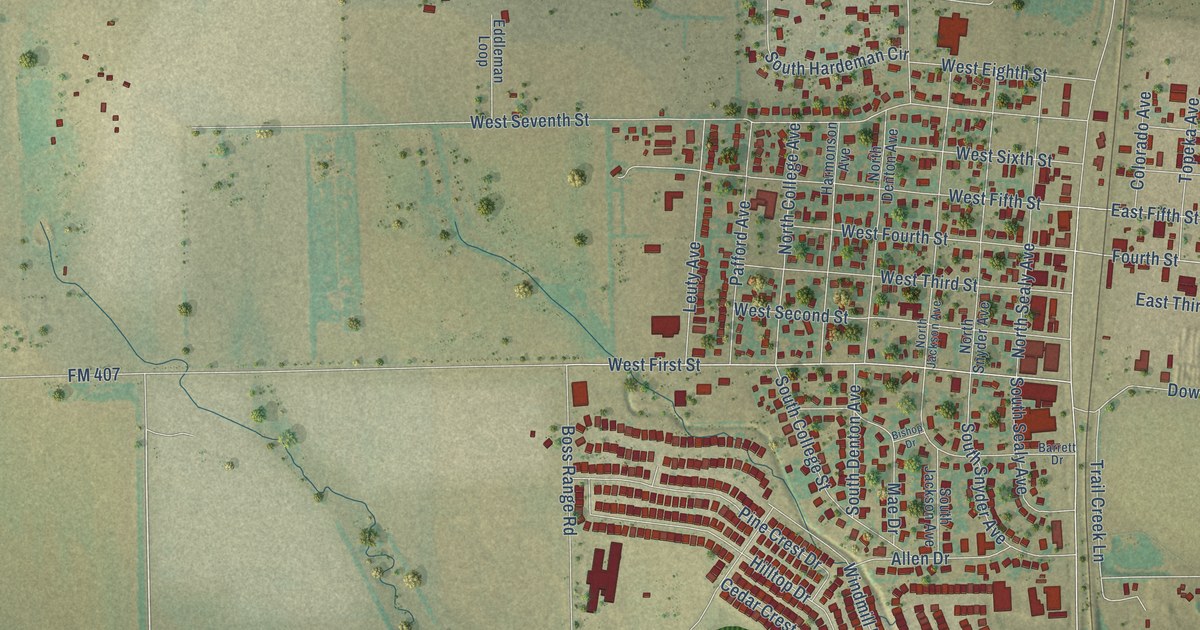 Map of Justin, Texas in 2026