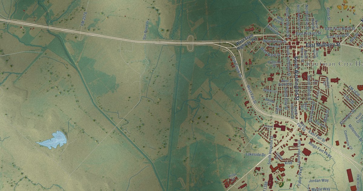 Map of Kaufman, Texas in 2026