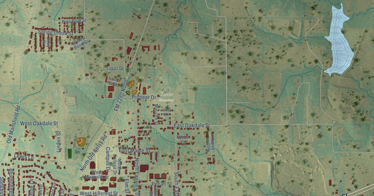 Map of Keene, Texas in 2026