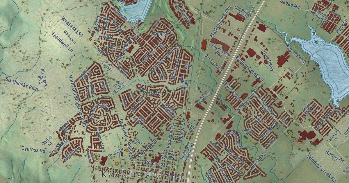 Map of Kyle, Texas in 2026