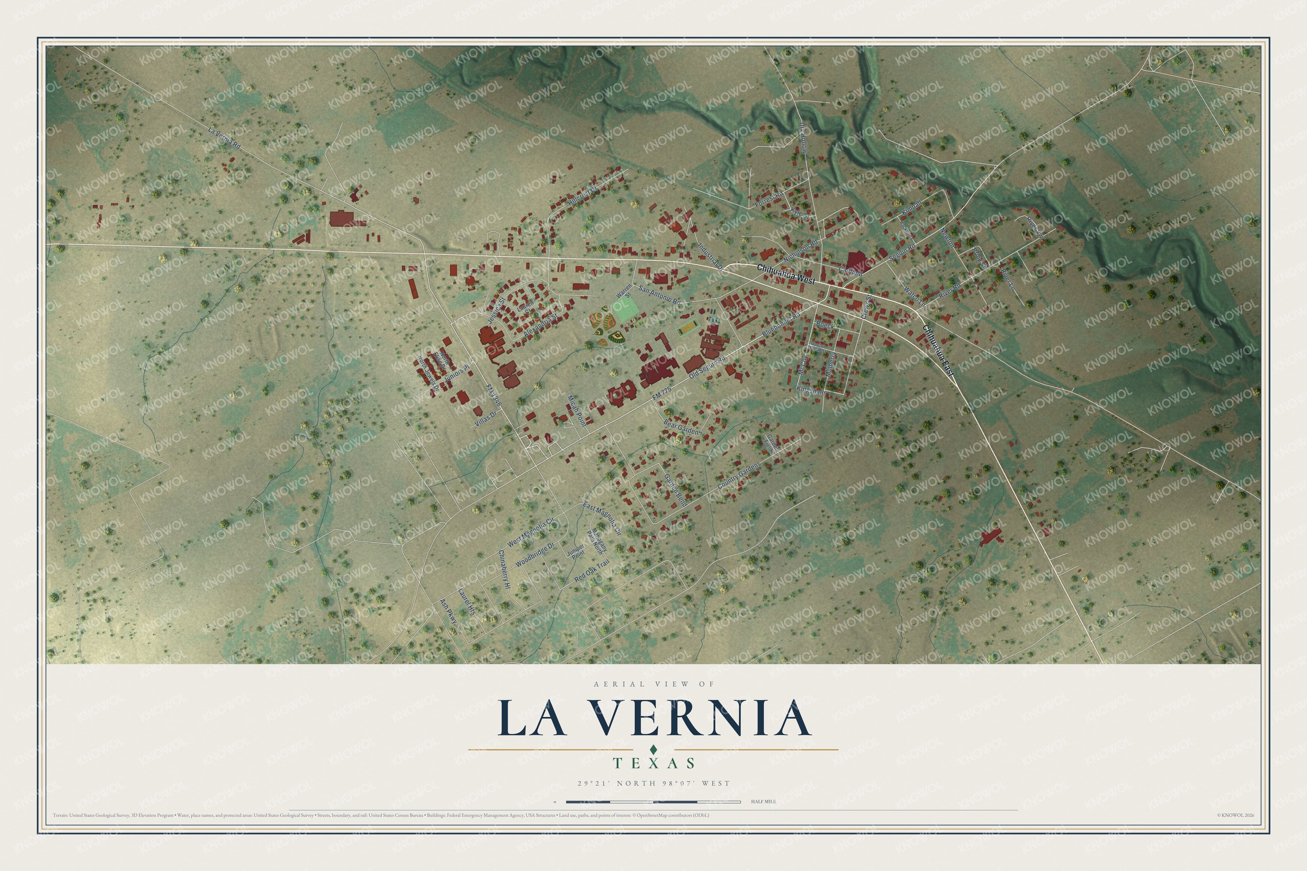 Watermarked full-map preview of La Vernia, Texas