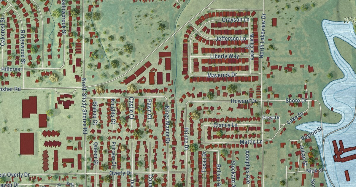 Map of Lake Dallas, Texas in 2026