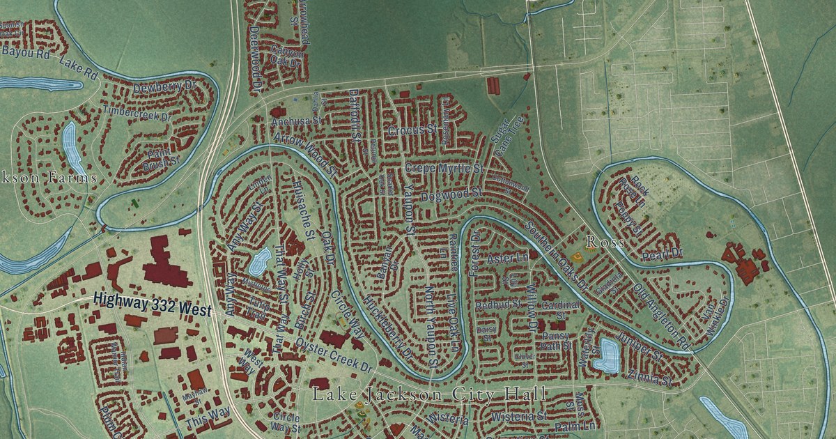 Map of Lake Jackson, Texas in 2026