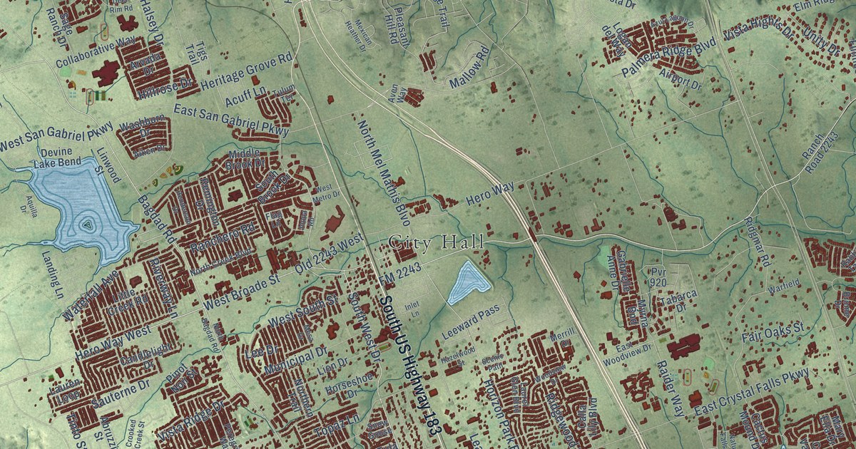 Map of Leander, Texas in 2026