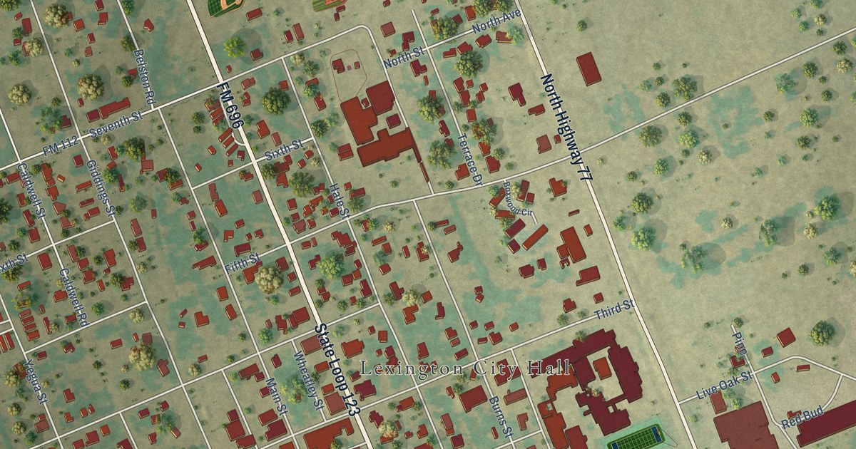 Map of Lexington, Texas in 2026
