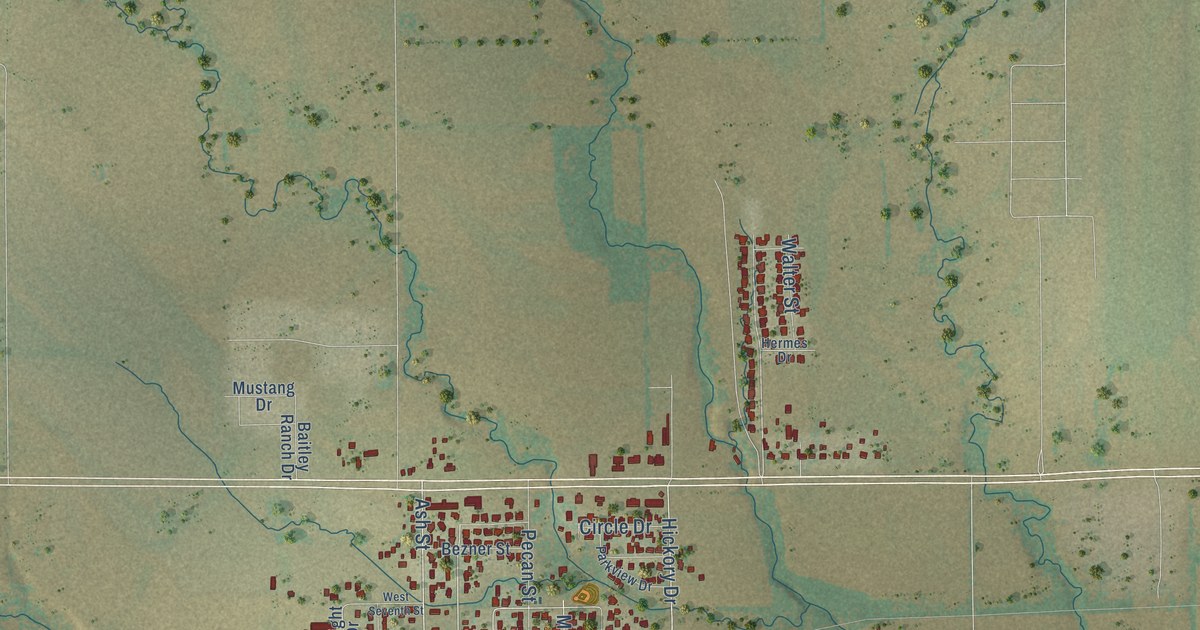 Map of Lindsay, Texas in 2026