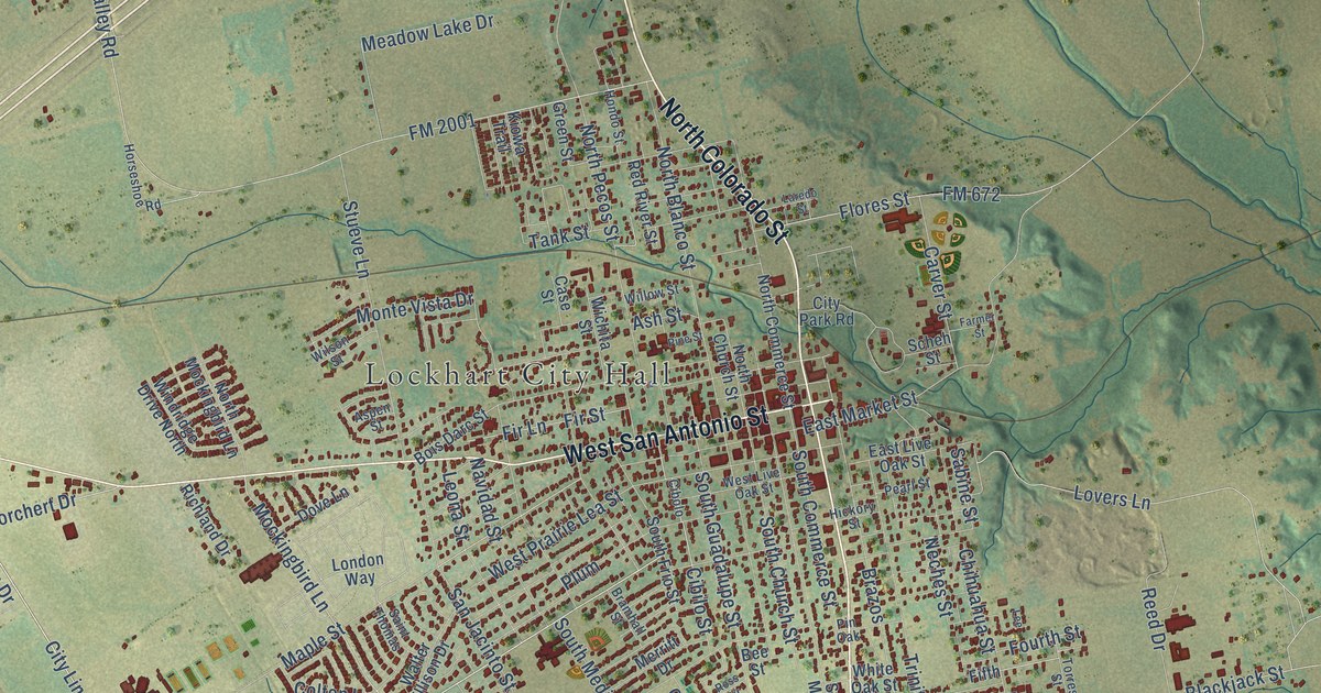 Map of Lockhart, Texas in 2026