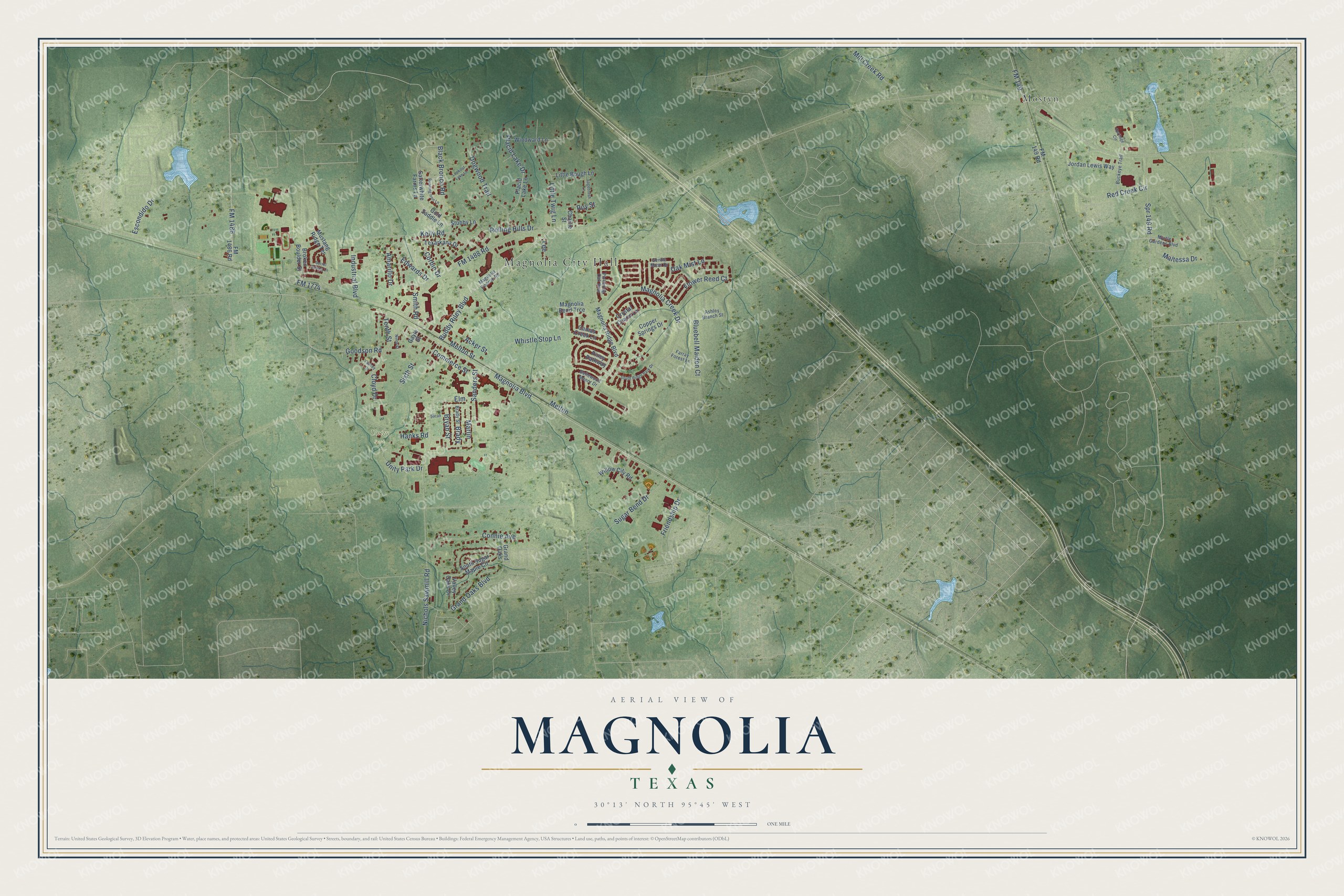 Watermarked full-map preview of Magnolia, Texas