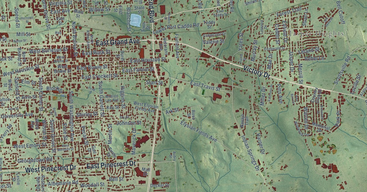 Map of Marshall, Texas in 2026