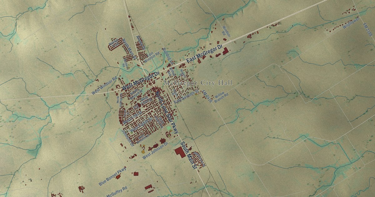 Map of McGregor, Texas in 2026