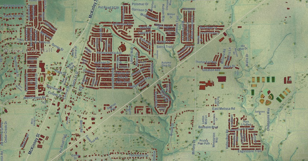 Map of Melissa, Texas in 2026