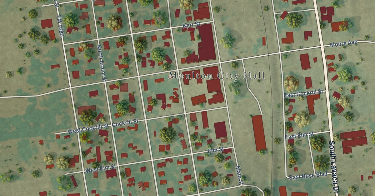 Map of Moulton, Texas in 2026