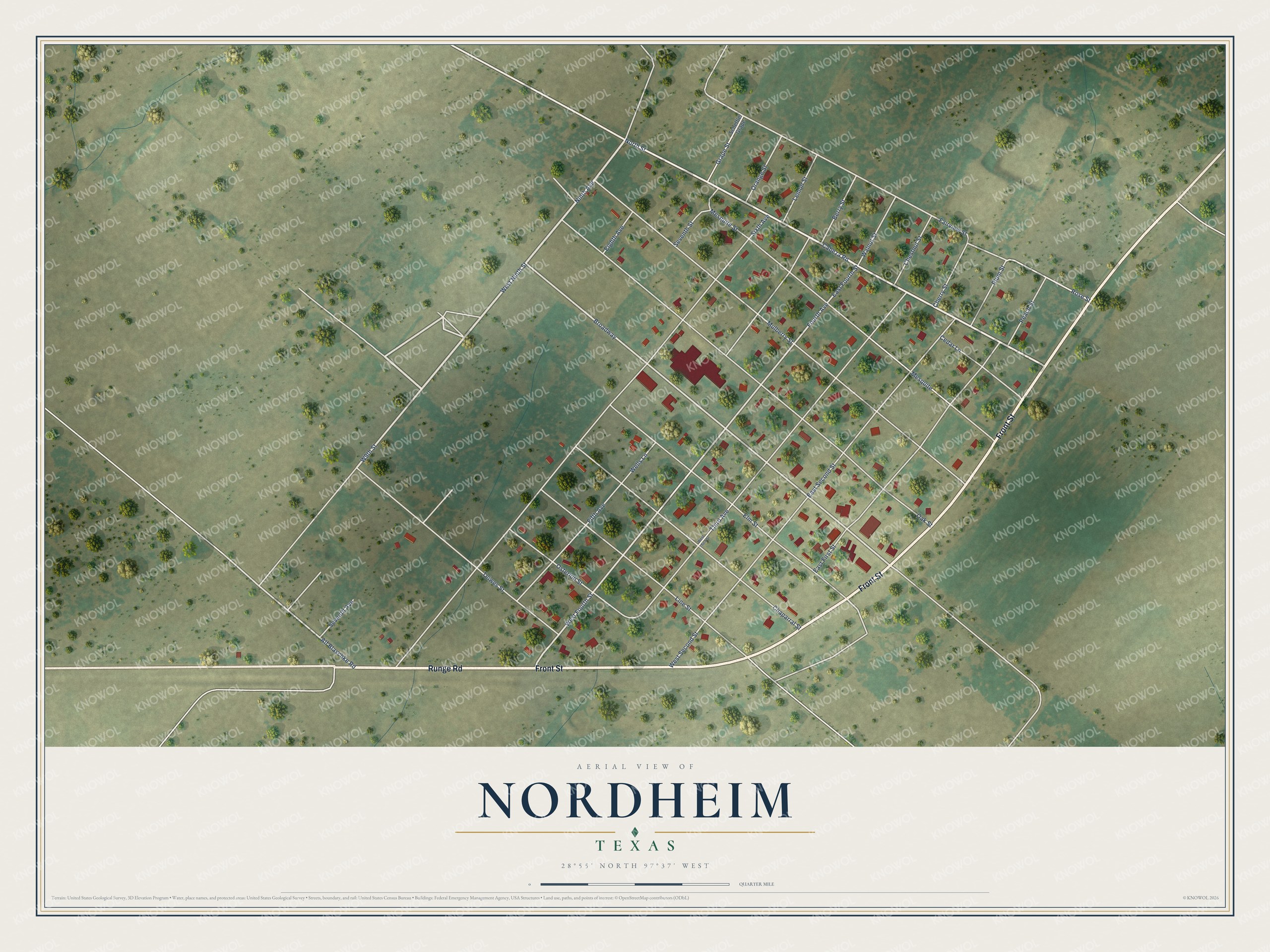 Watermarked full-map preview of Nordheim, Texas