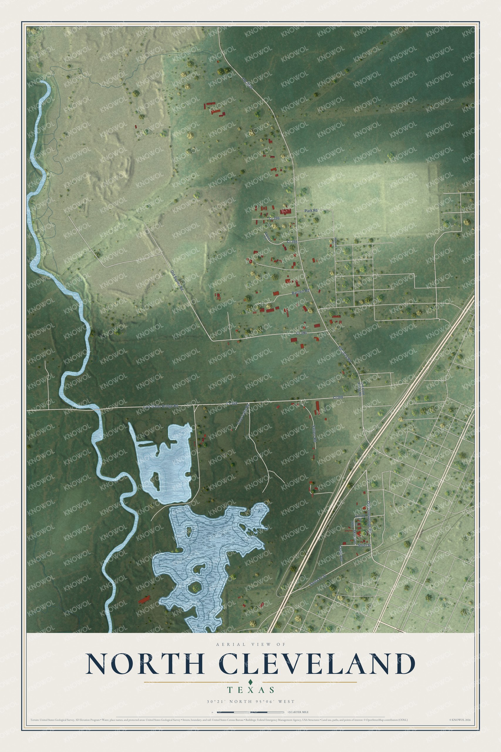 Watermarked full-map preview of North Cleveland, Texas