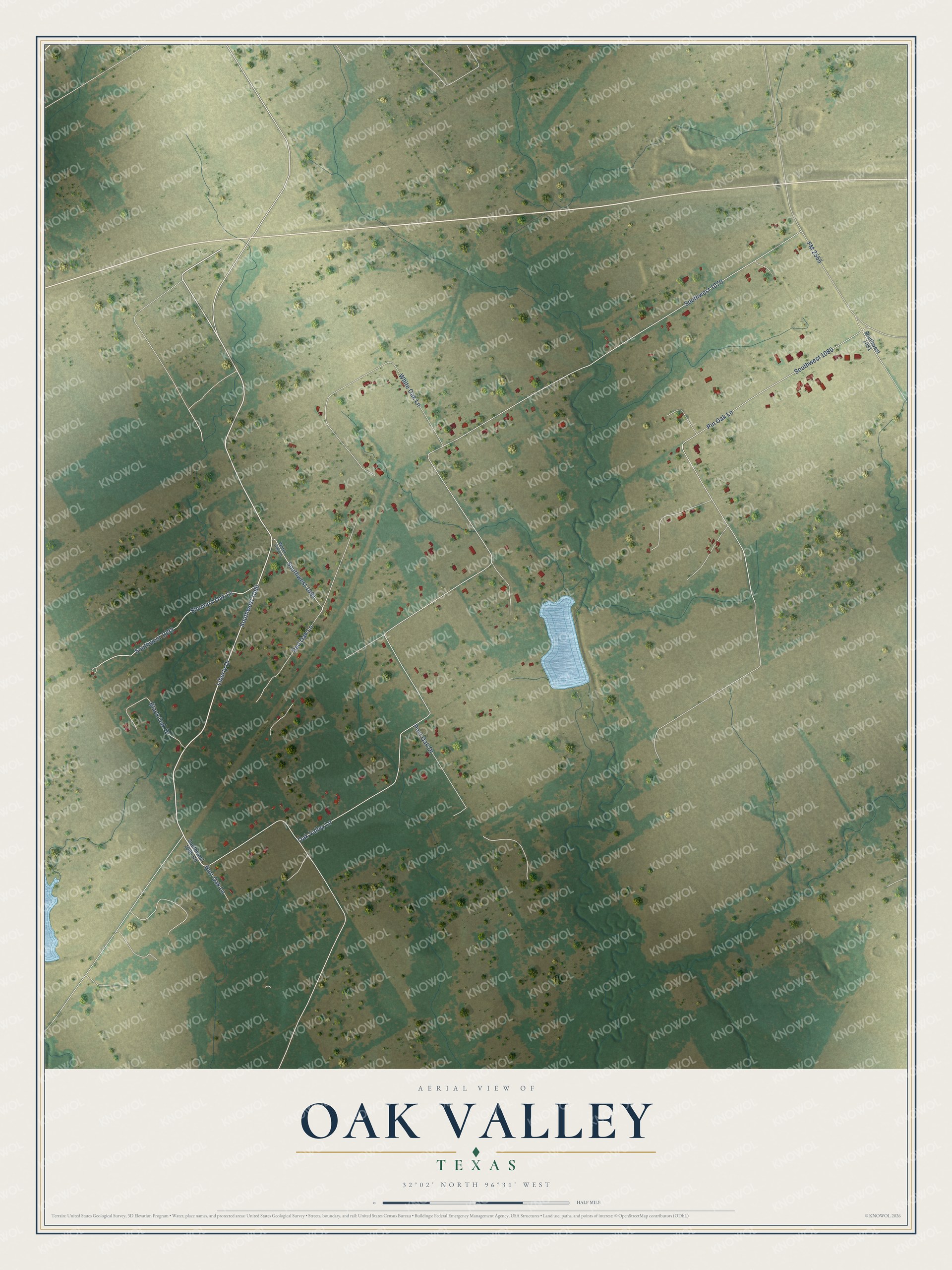 Watermarked full-map preview of Oak Valley, Texas