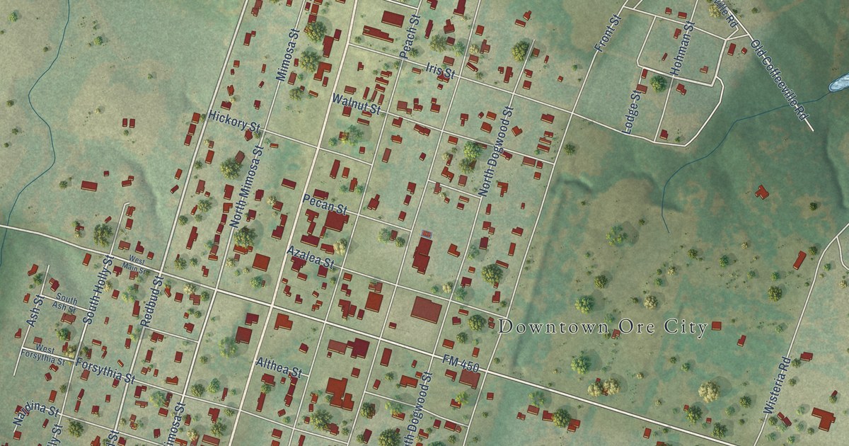 Map of Ore City, Texas in 2026