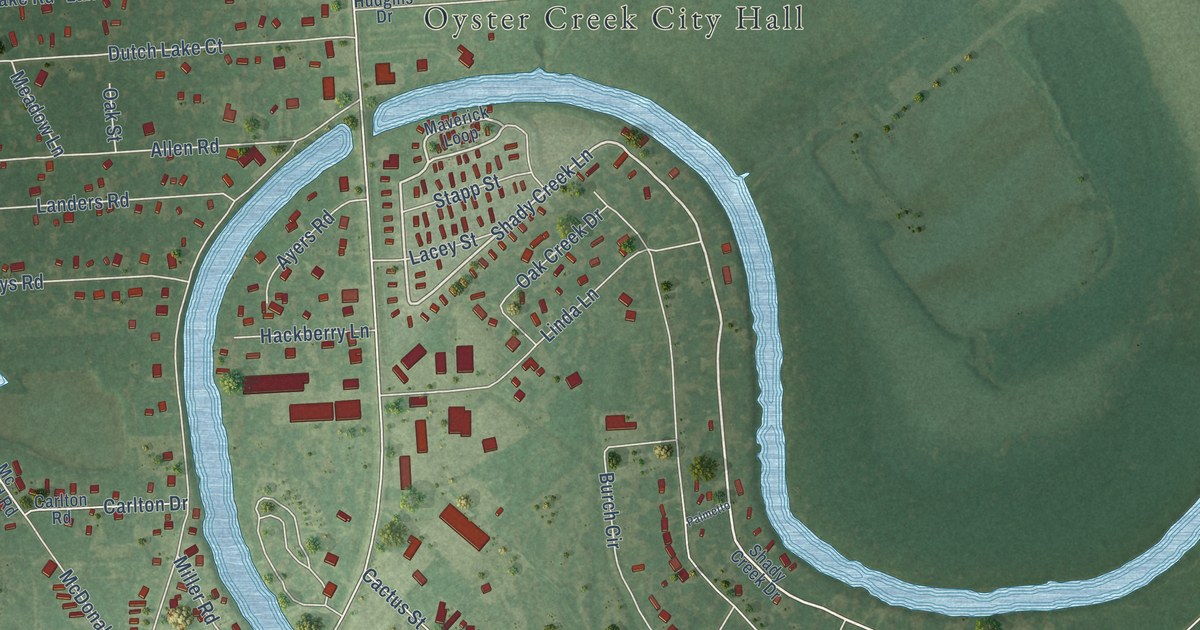 Map of Oyster Creek, Texas in 2026