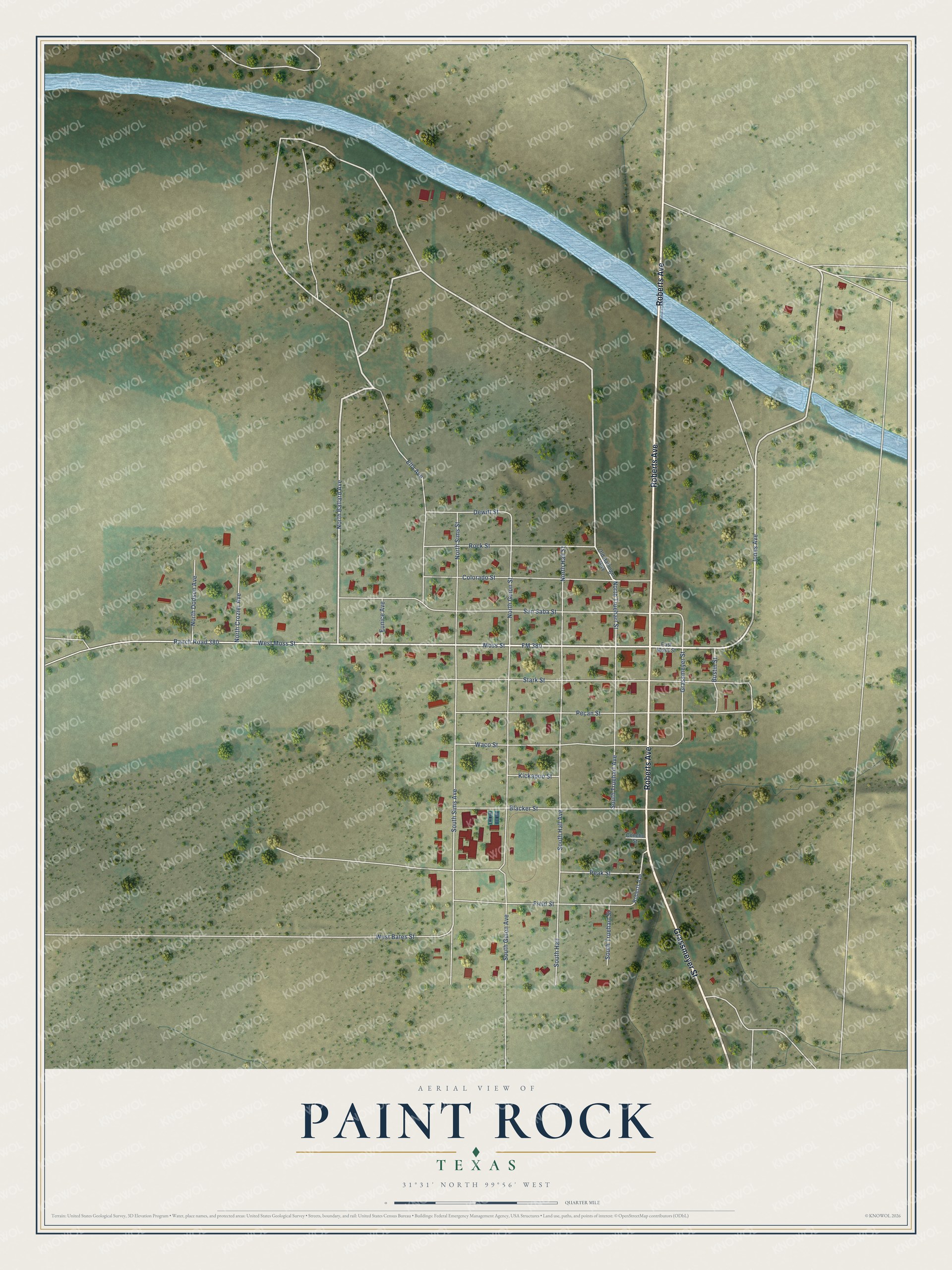 Watermarked full-map preview of Paint Rock, Texas