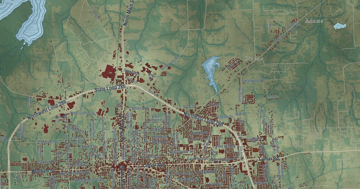 Map of Paris, Texas in 2026