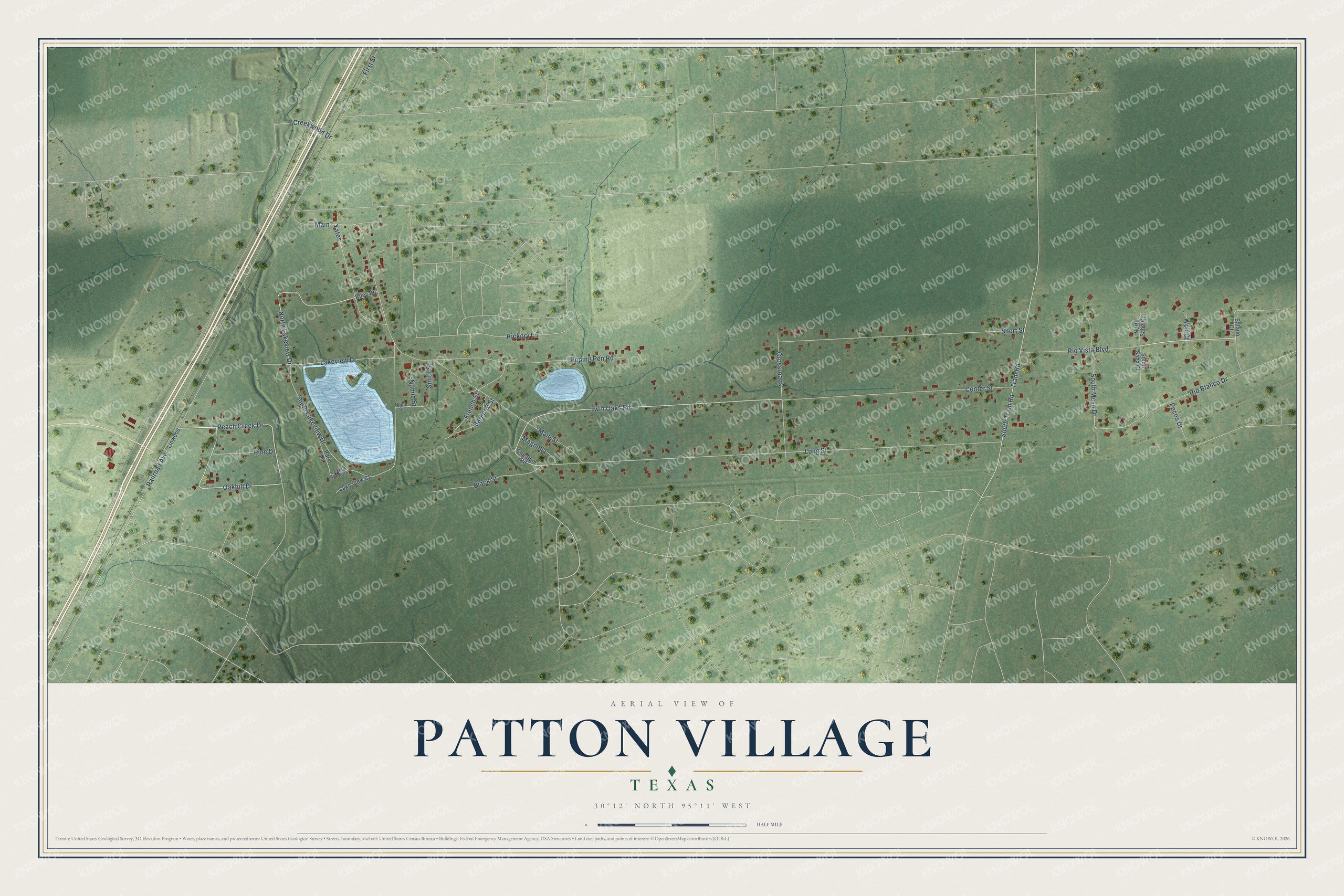 Watermarked full-map preview of Patton Village, Texas