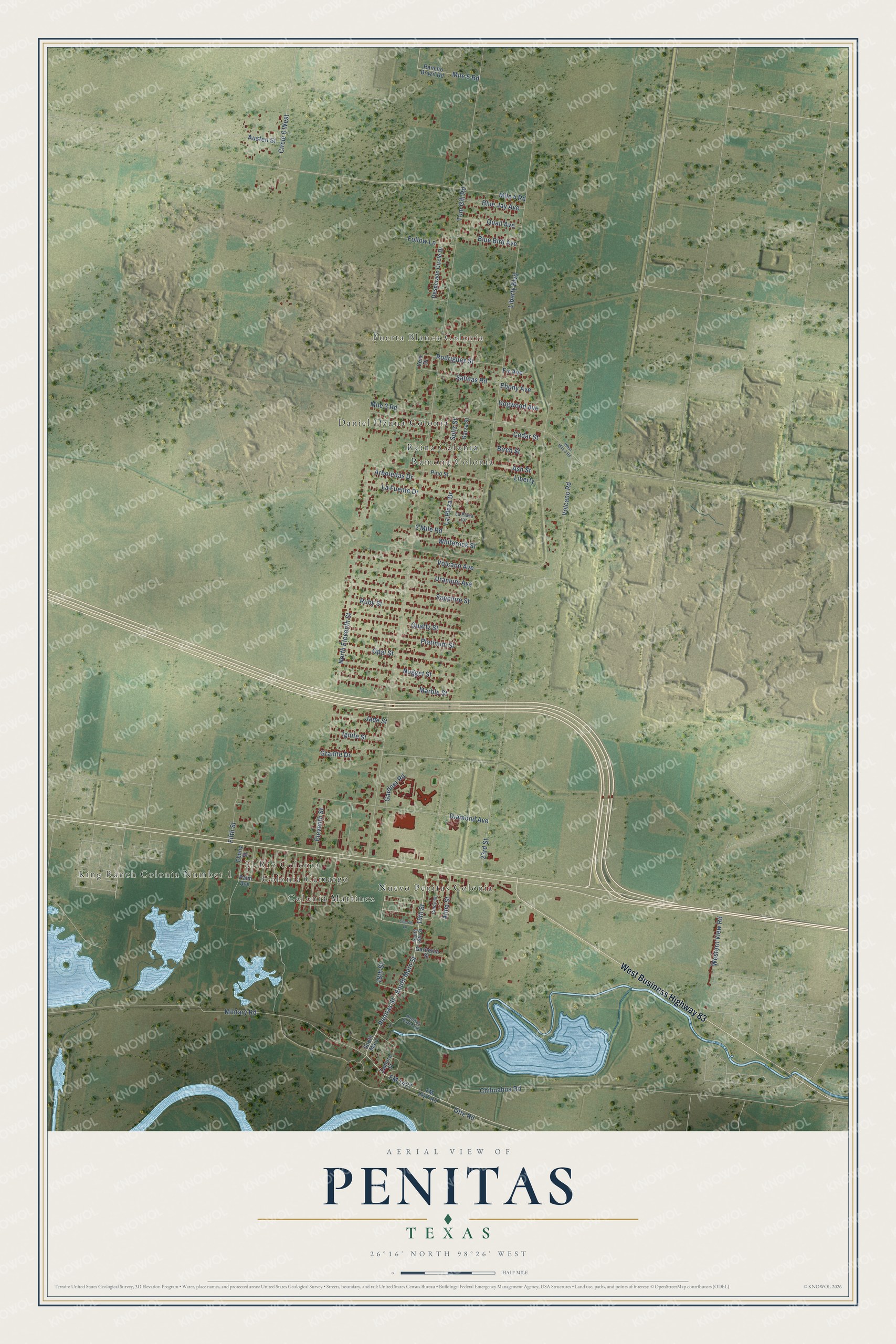 Watermarked full-map preview of Penitas, Texas