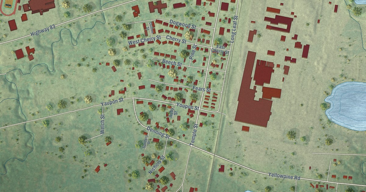 Map of Pineland, Texas in 2026