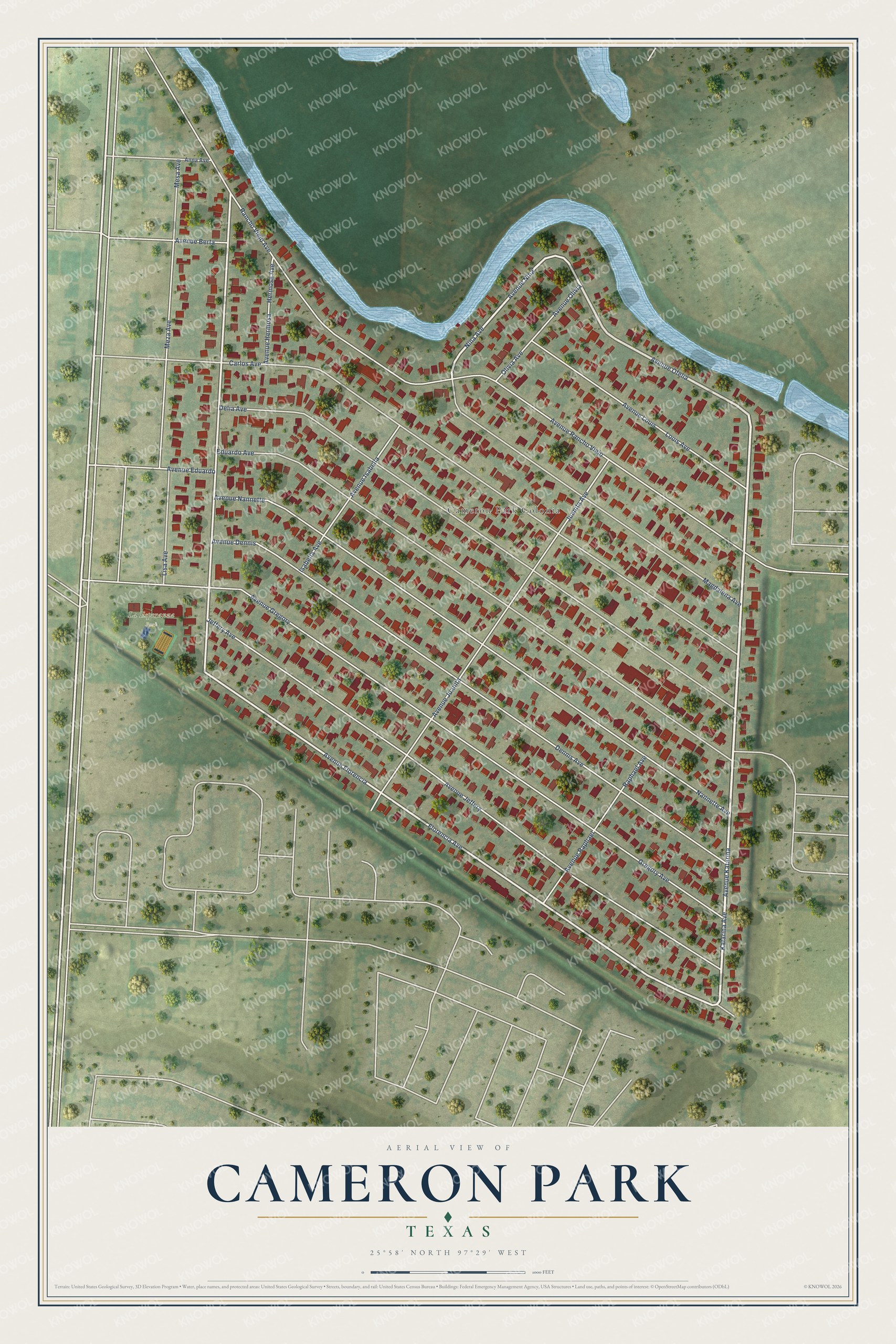 Watermarked full-map preview of Cameron Park, Texas