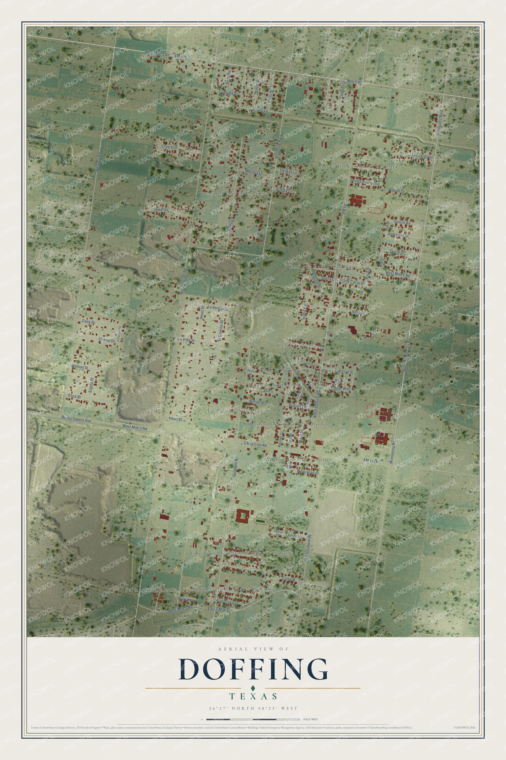 Watermarked full-map preview of Doffing, Texas