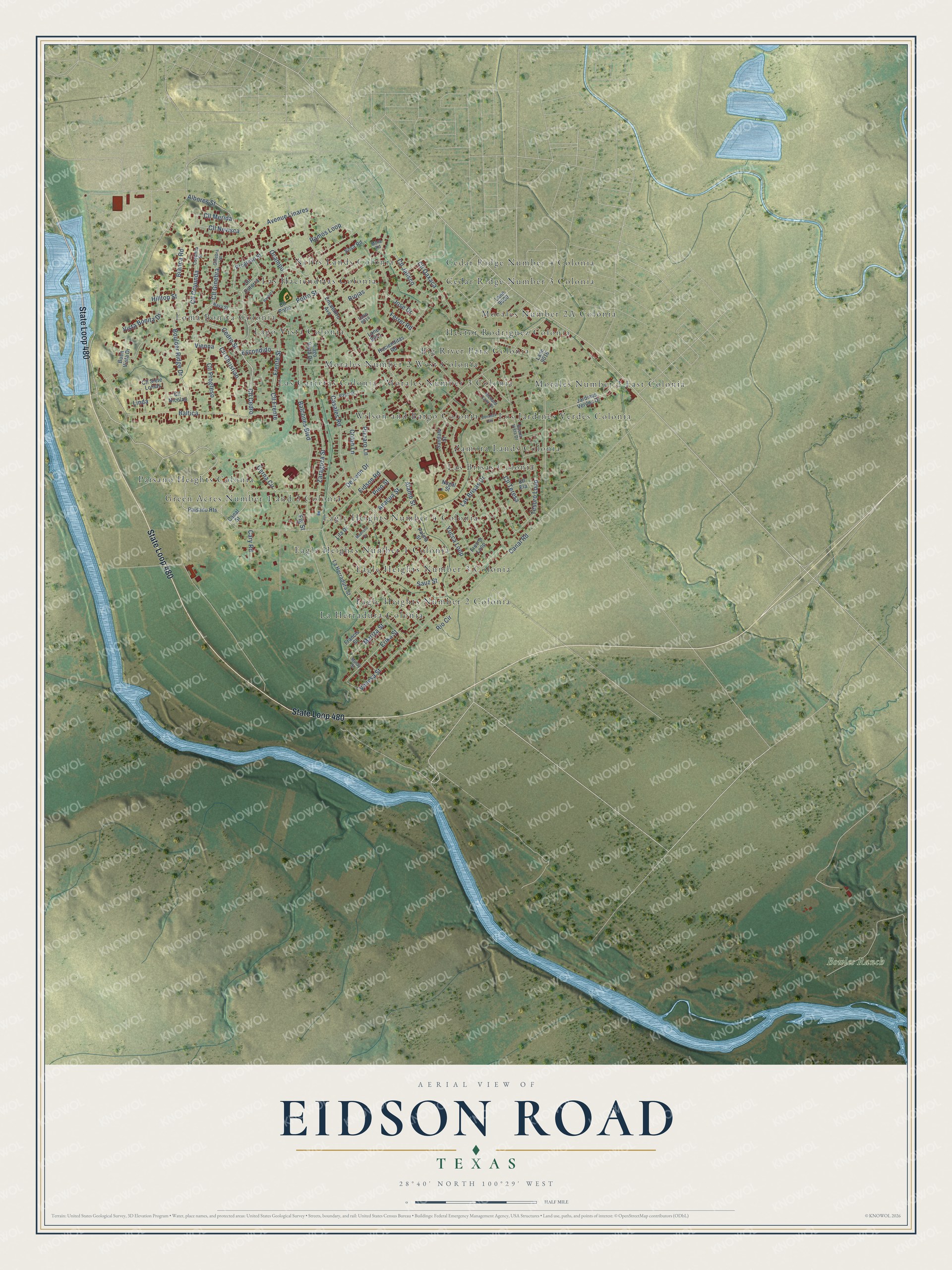 Watermarked full-map preview of Eidson Road, Texas