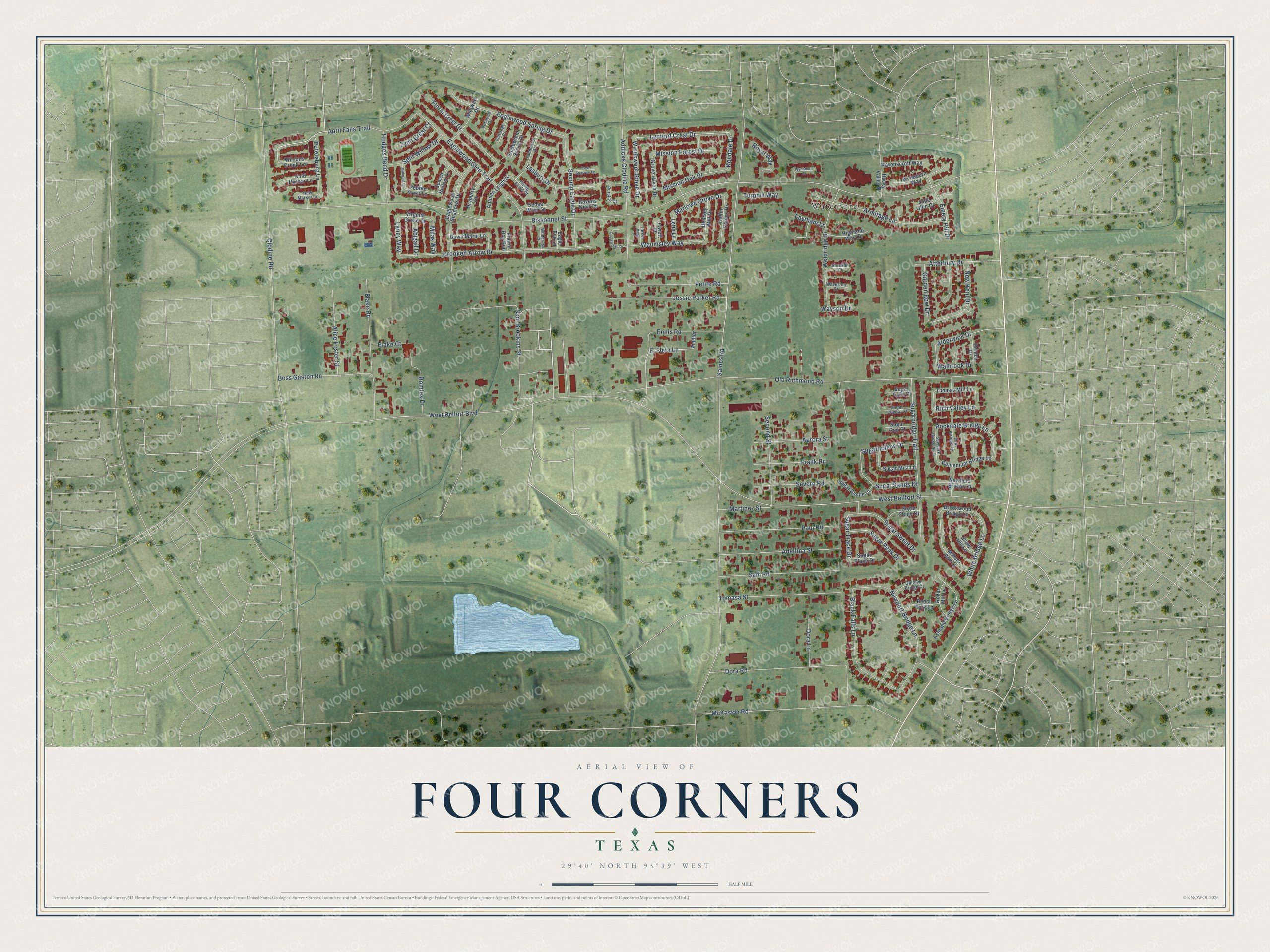 Watermarked full-map preview of Four Corners, Texas